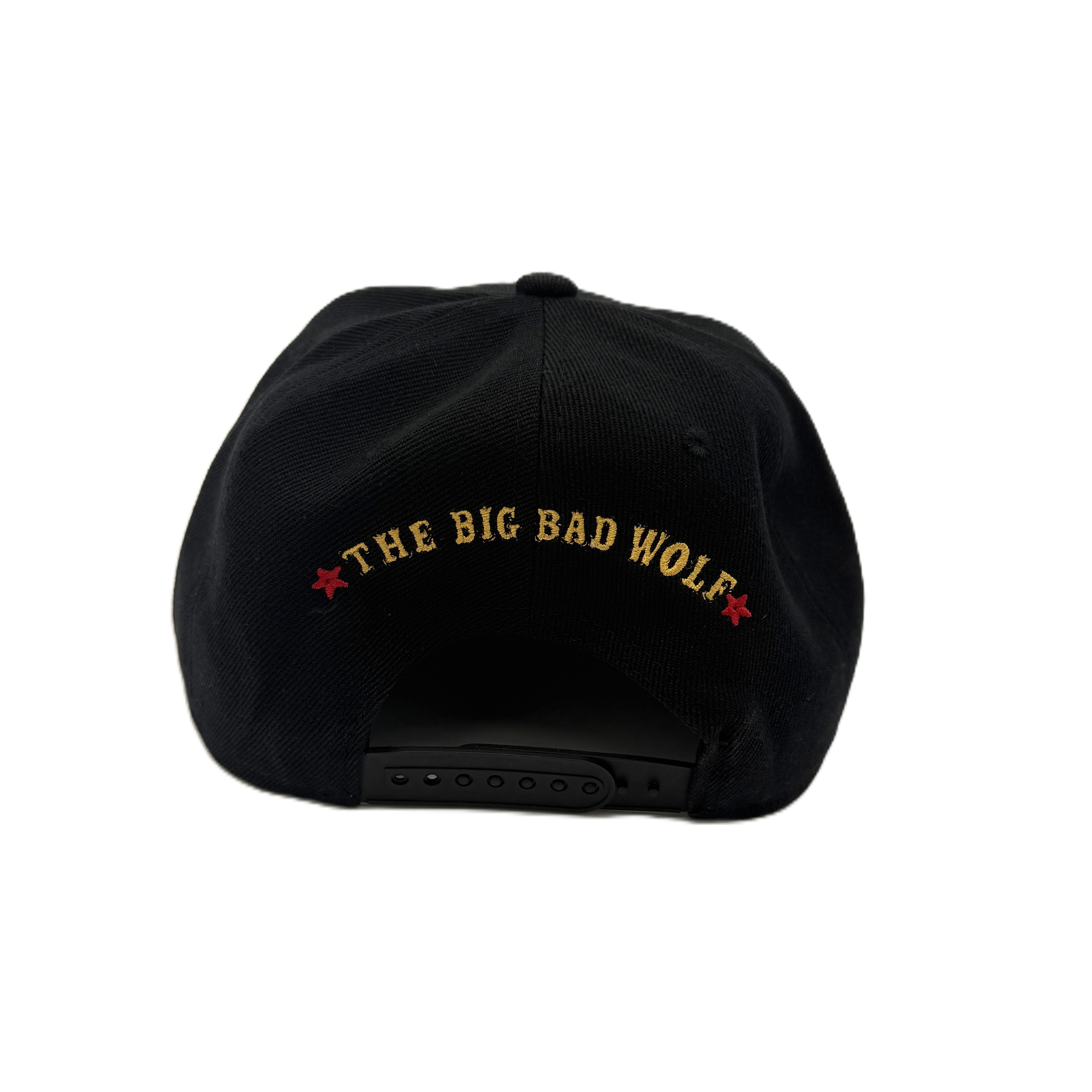 She Wolf Black Embroidered Flatback Hat