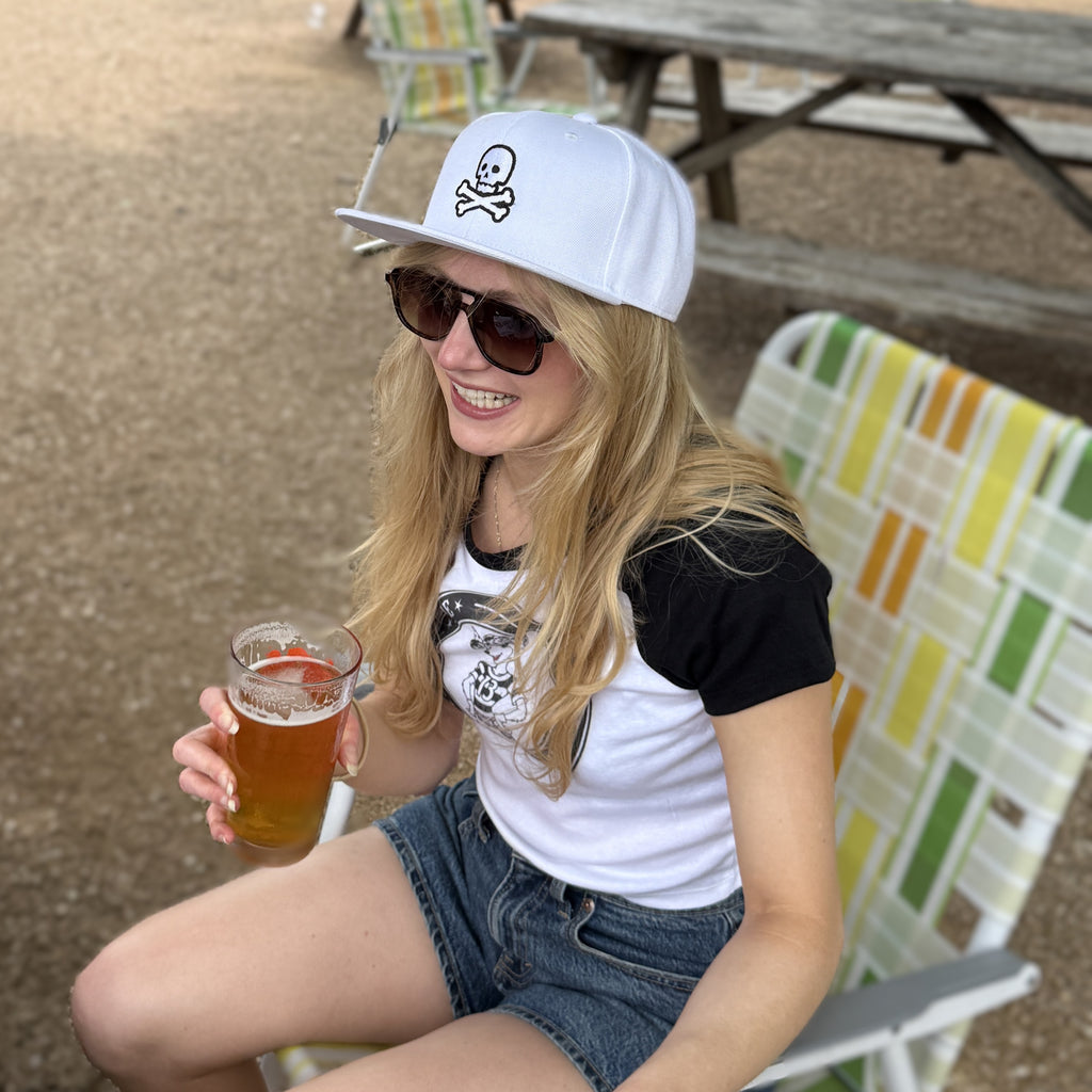White Skull Flatback Hat
