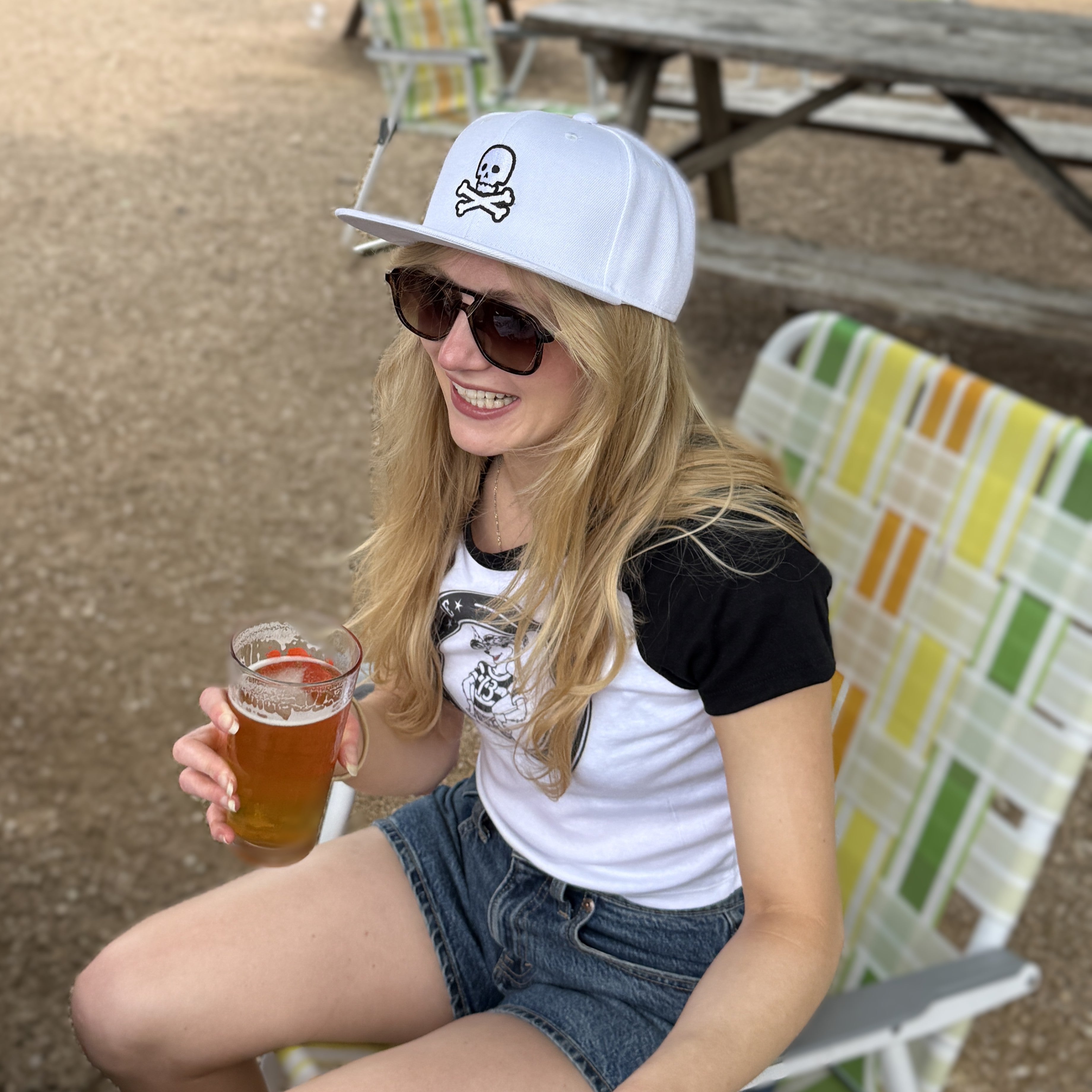 White Skull Flatback Hat
