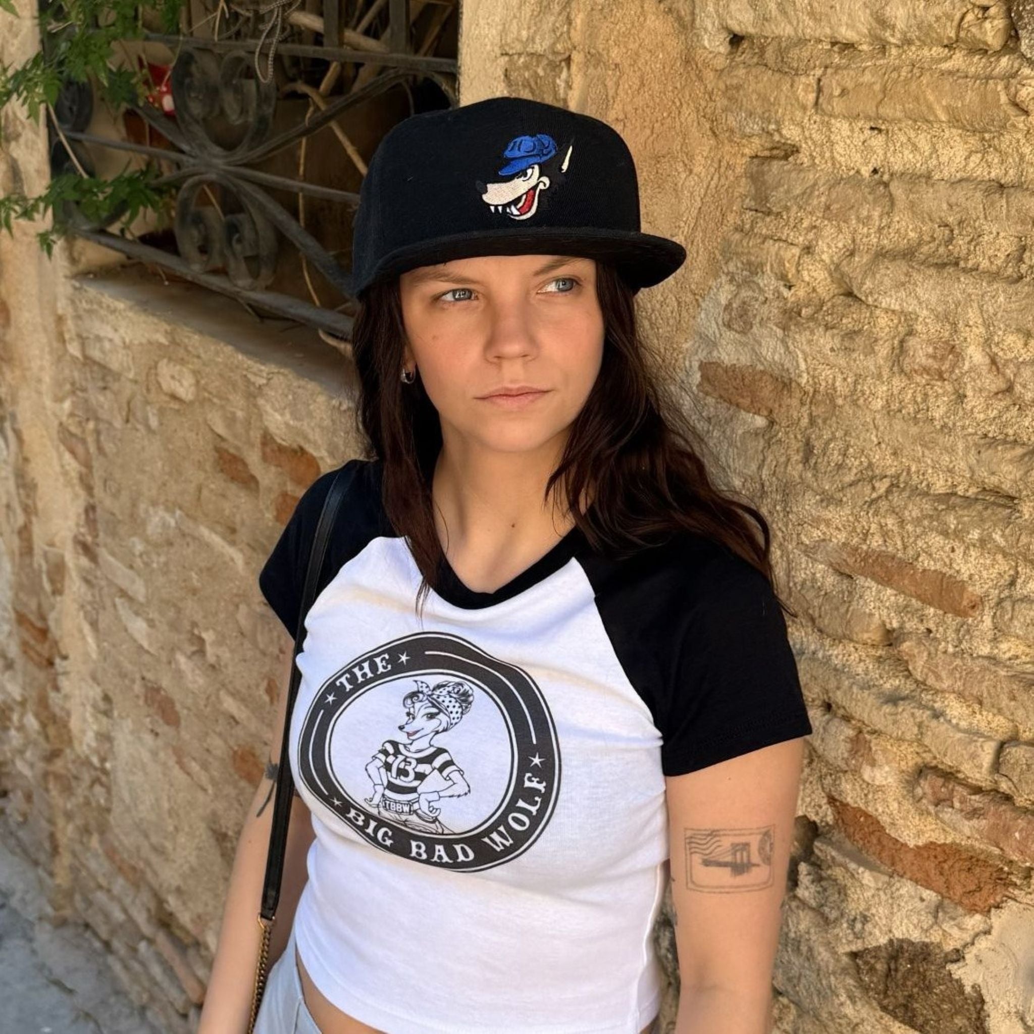 The Big Bad Wolf Black Embroidered Flatback Hat
