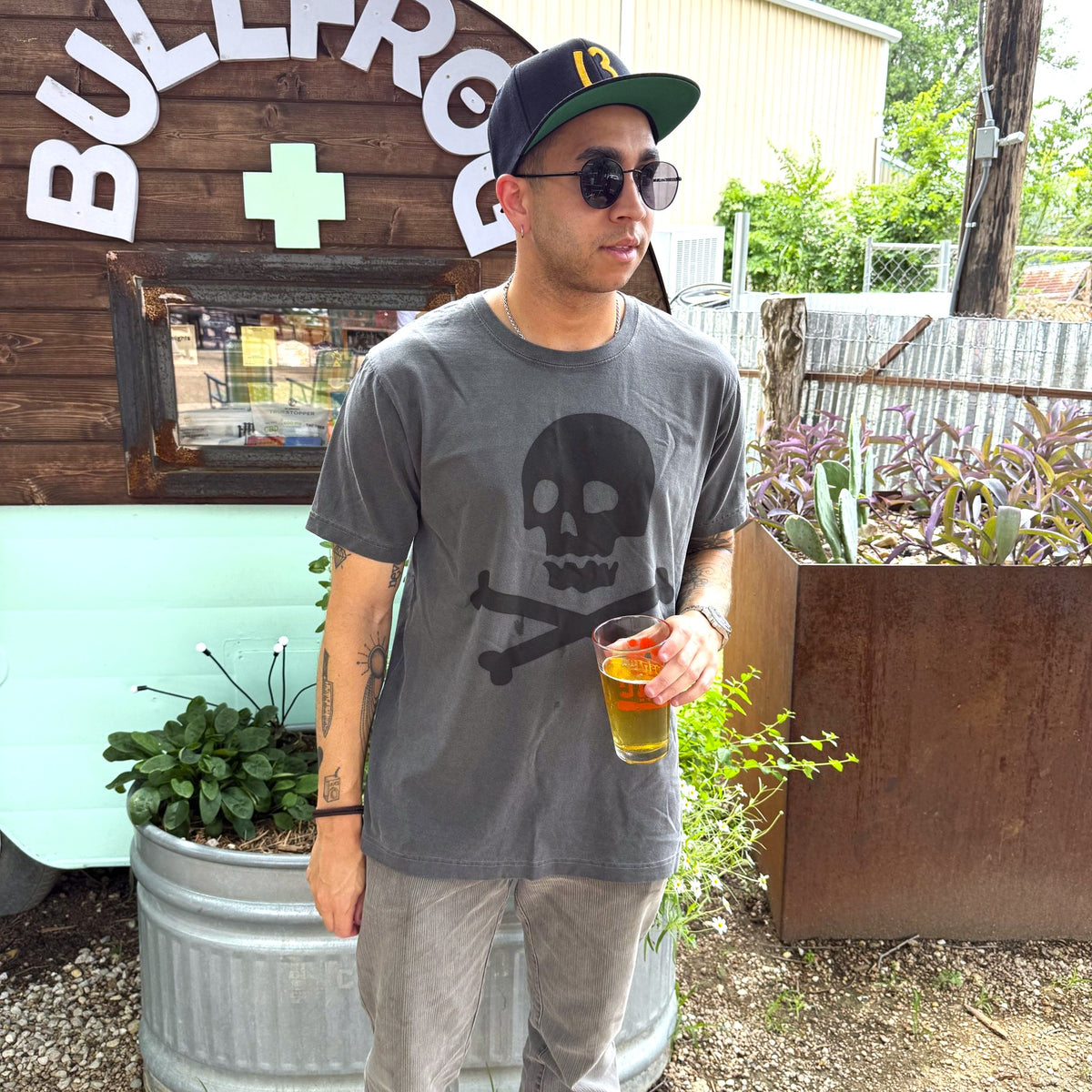 Heavyweight Garment Dyed Vintage Wash Skull T-shirt