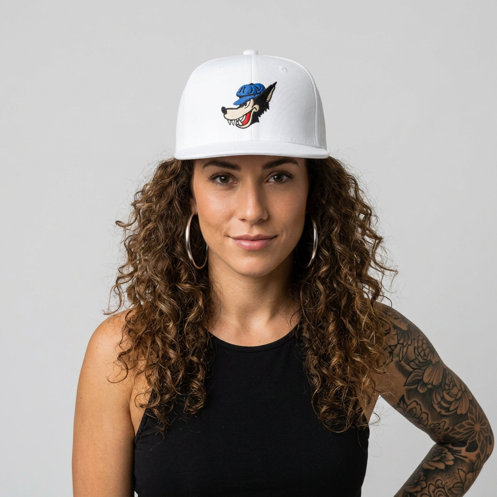 White Big Bad Wolf Flatback Hat